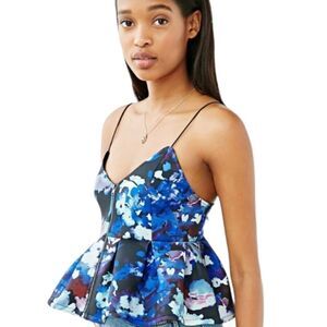 NWT Urban Outfitters Silence + Noise Floral Peplum Crop Top – Blue. S